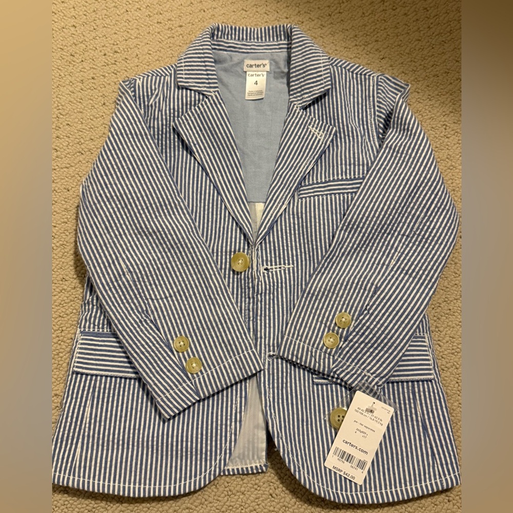 Carter's Seersucker Blazer Sz 4 NWT